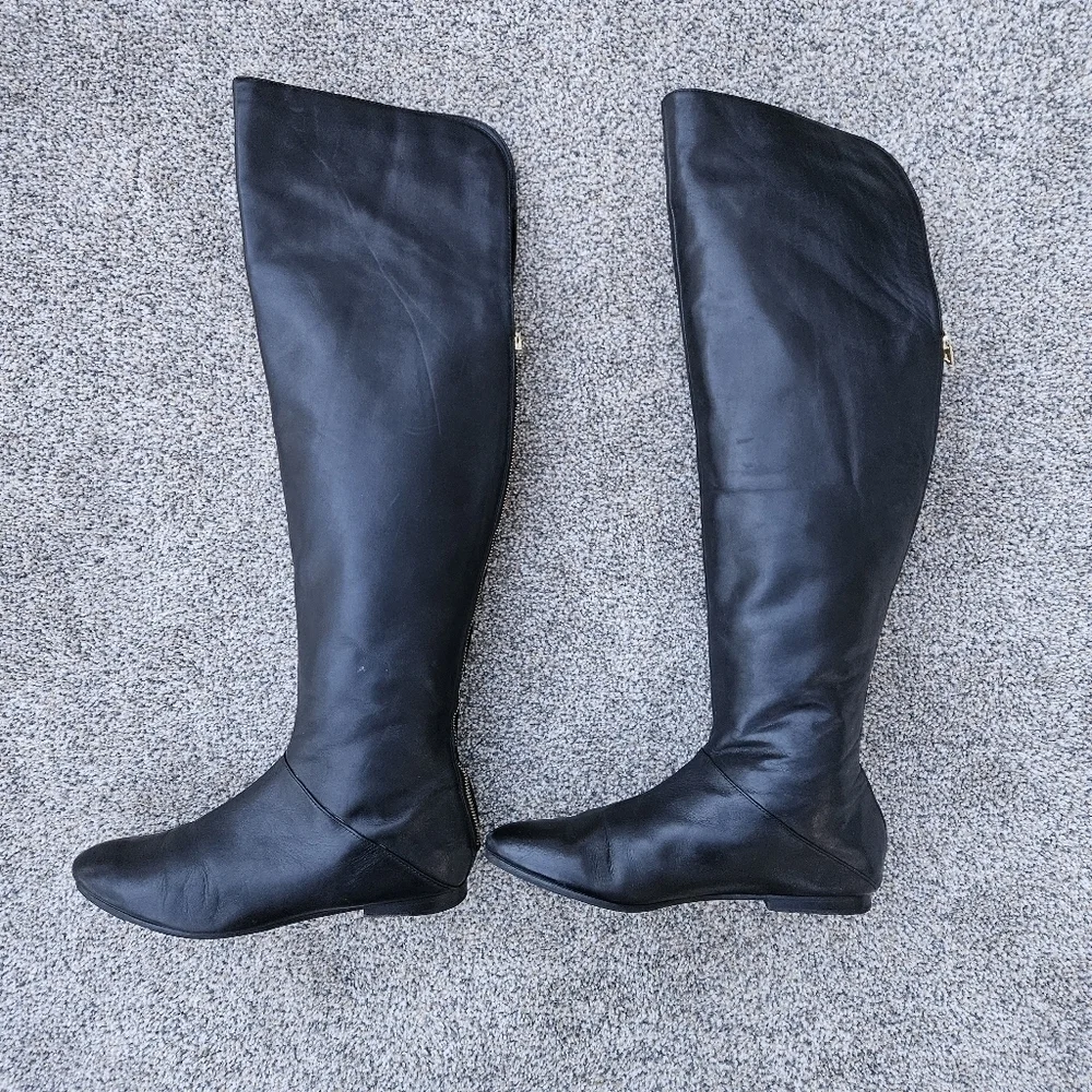Ted Baker Francki Black Over the Knee Boots Tall Black Leather Womens Size 10